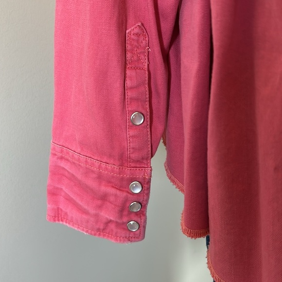 Free People DYLAN Babydoll PINK LOVE Snap button Top Oversized Sz S - Picture 10 of 16